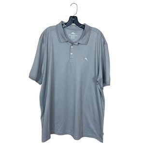 NWT Tommy Bahama “Bala Shark” Gray Silver Stripes Polo Shirt